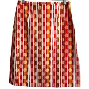 JP & Mattie French Cotton Circle Stripe Cotton Pencil Skirt L
